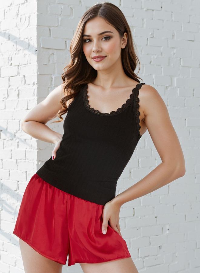 Splash FAV Textured Sleeveless Scoop Neck Camisole with Lace Detail and Antibacterial Protection - Image 3