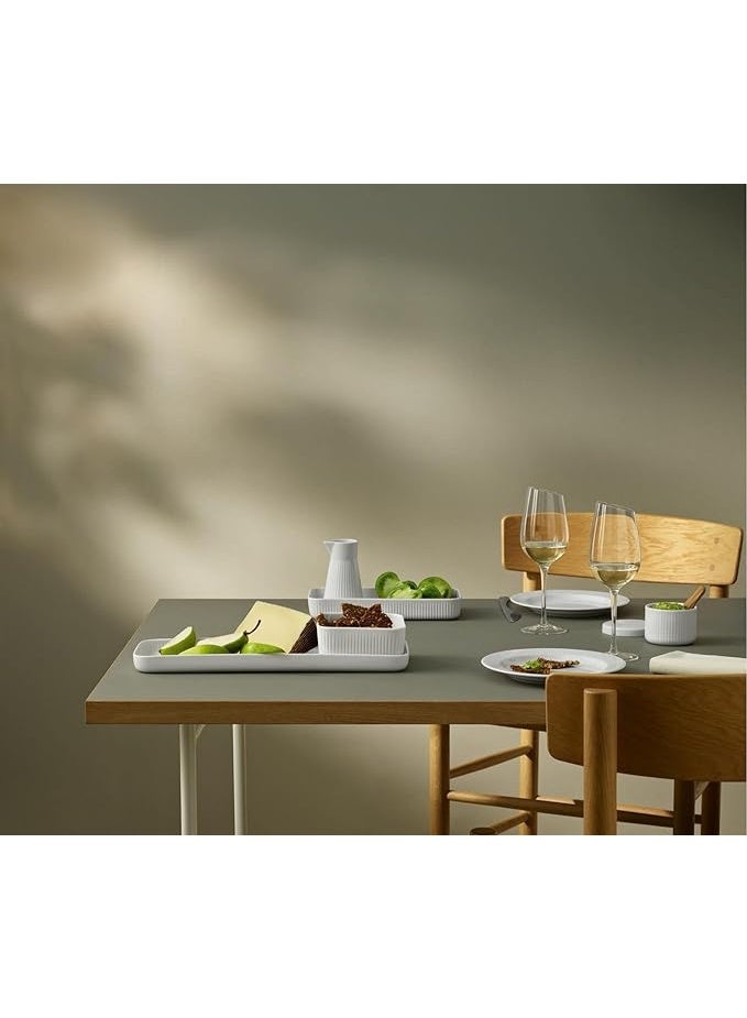 Eva Solo Serving Dish Nova - Elegant Porcelain Platter with Ribbed Finish - Matte Glaze, Durable & Dishwasher Safe - Perfect for Snacks, Starters & Sides (24x12 CM) - Image 1