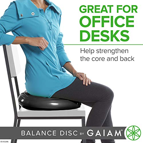 Gaiam وسادة توازن جايام - وسادة اهتزازية لتدريب الاستقرار للنواة في المنزل أو مكتب العمل وبديل للأطفال في الفصل الدراسي - أسود - Image 5