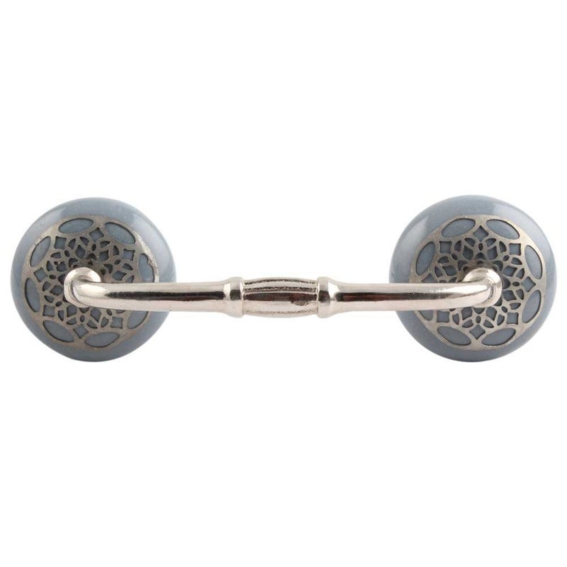 Indian-Shelf IndianShelf 1 Pack Ceramic Drawer Handles for Cabinets and Drawers Grey Dresser Pulls for Door Silver Hardware 8 Hole to Hole BH343CK915  - Image 1