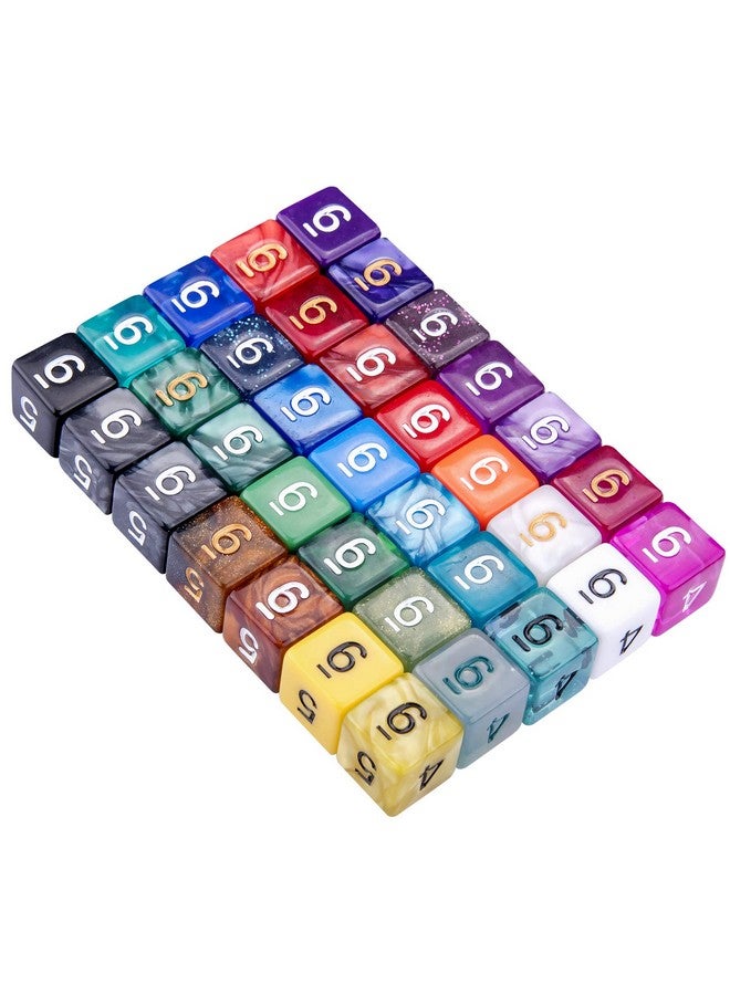 AUSTOR 35 Pieces Dices 6 Sided Polyhedral Dice Set Mixed Color 6 Sides Dice Assortment With A Black Velvet Storage Bag For Dnd Rpg Mtg Table Games - Image 1