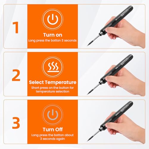 Serplex® Cordless Electric Soldering Iron Pen, USB Rechargeable, Quick Heat-Up, Adjustable Temperature for Precision Work, Includes Stand, USB Cable & Storage Case, Ideal for DIY and Jewelry Tasks - Image 4
