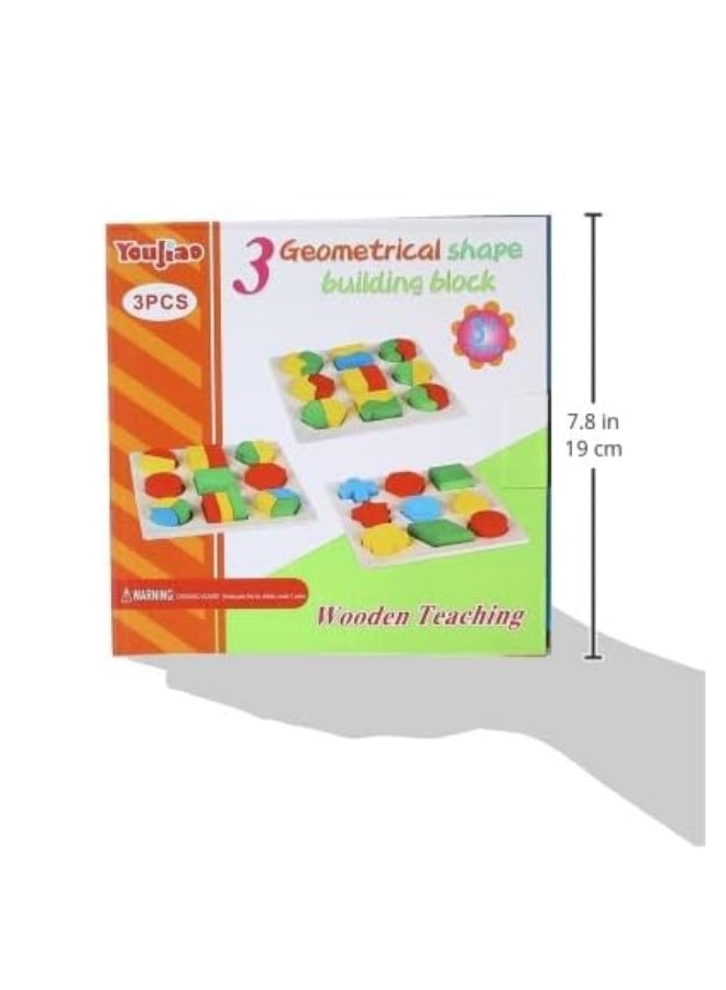 YouJia Set of Wooden Board Puzzle for Kids –Multicolour Shape wooden puzzle - Image 4