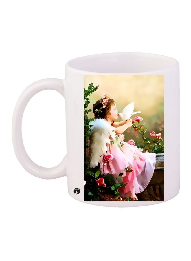 RYN Baby Girl Printed Coffee Mug White/Pink/Green 11ounce