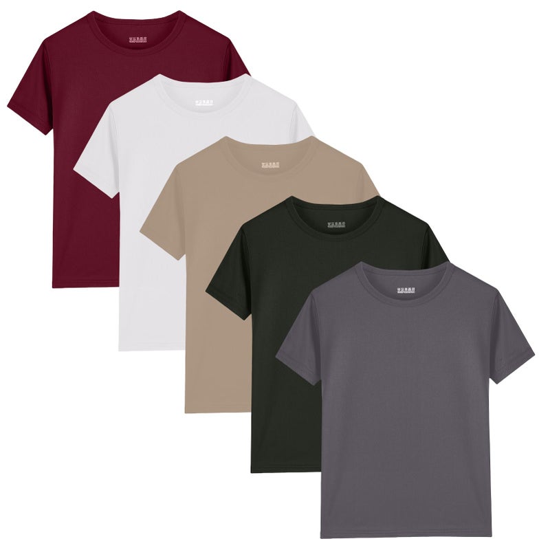 Phedrew 5 Pack Mens Active T-Shirts Crew Neck Athletic Short Sleeve Tops Moisture Wicking Running Tee Tops - Image 1