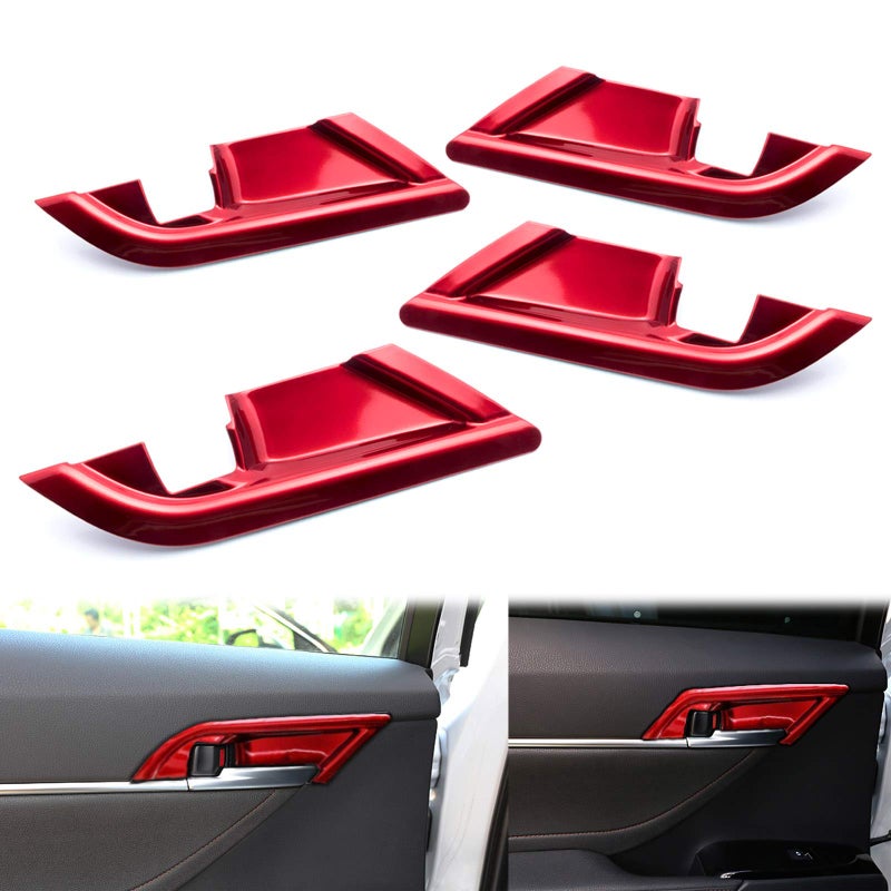Xotic Tech Interior Car Door Handle Bowl Cover Trim Glossy Red Compatible with Camry 20182024