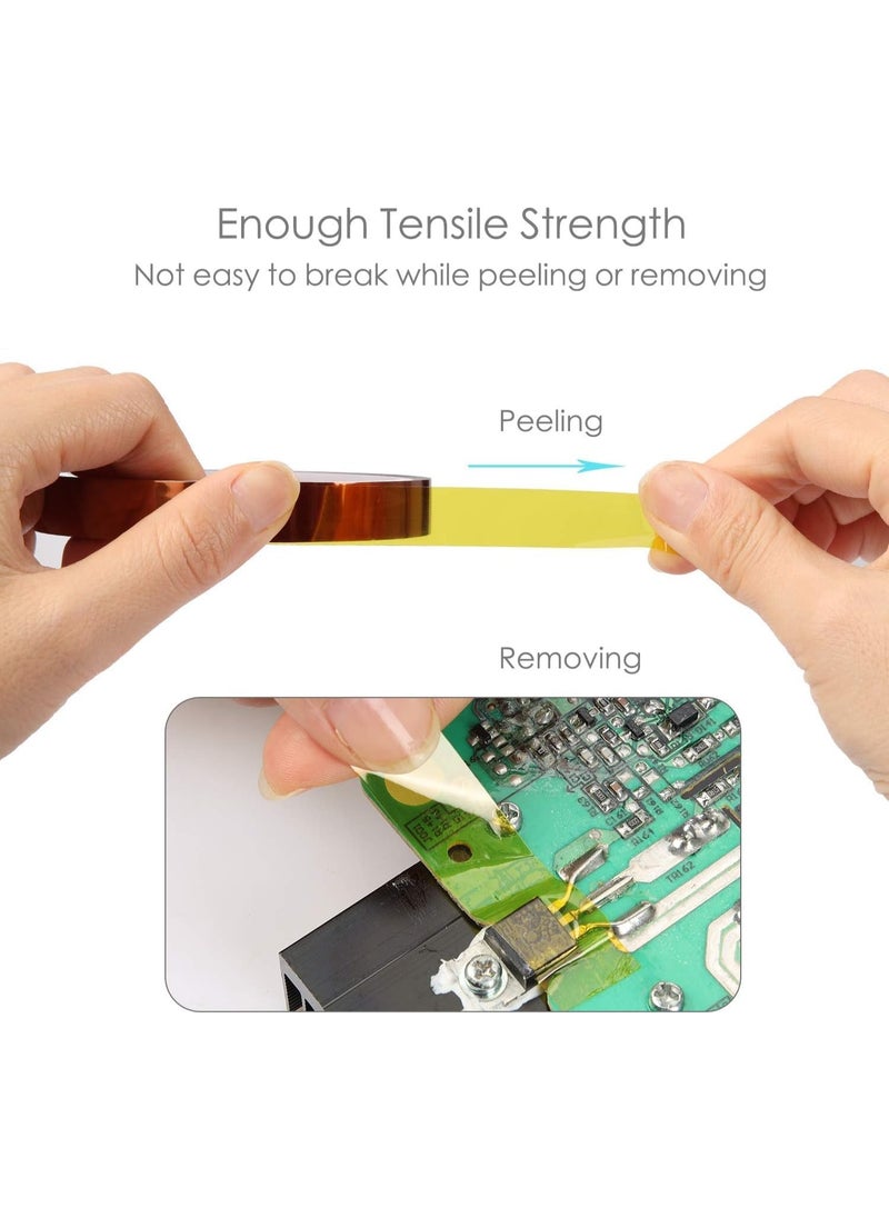 Rubik High Temperature Tape, 5mm Wide x 33m Long Heat Resistant/Transfer Sublimation Tape for Electronics Soldering Circuit Board, No Residue (1 Roll)  - Image 4