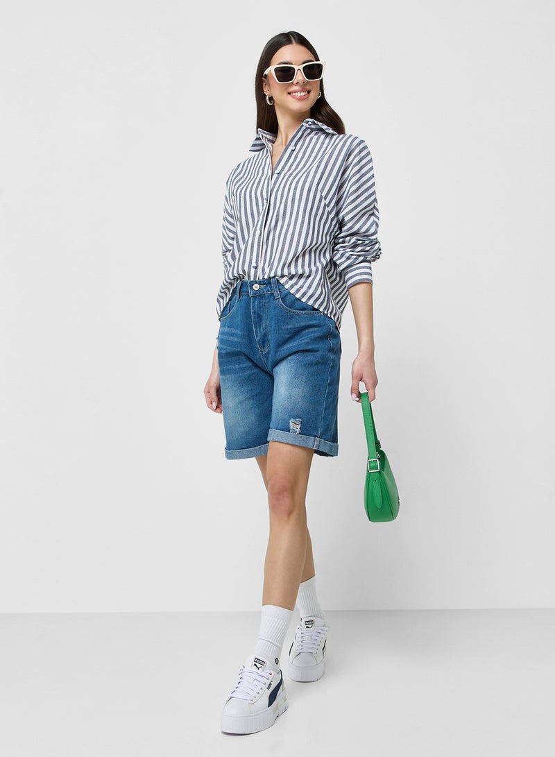 Ginger High Waist Denim Bermuda Shorts  - Image 1