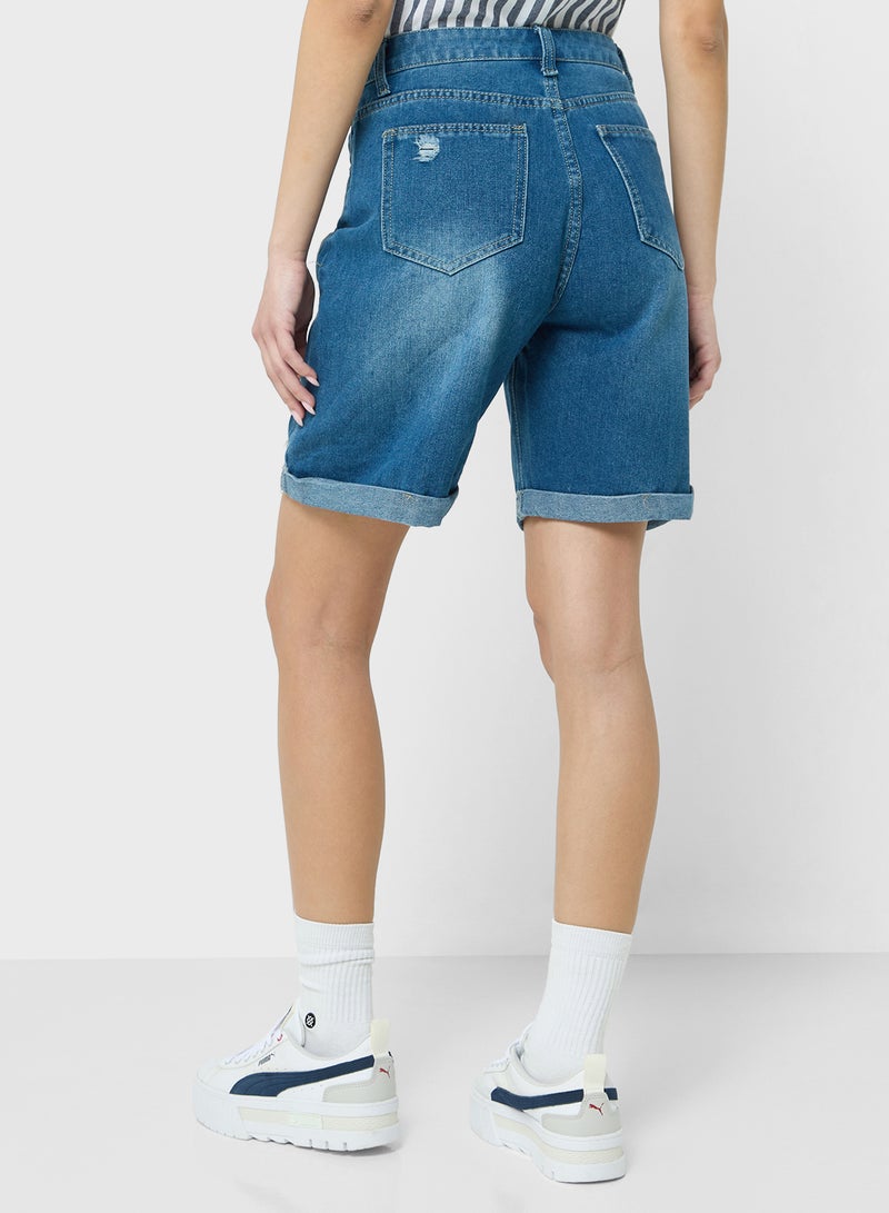 Ginger High Waist Denim Bermuda Shorts  - Image 3