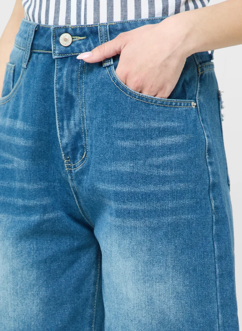 Ginger High Waist Denim Bermuda Shorts
