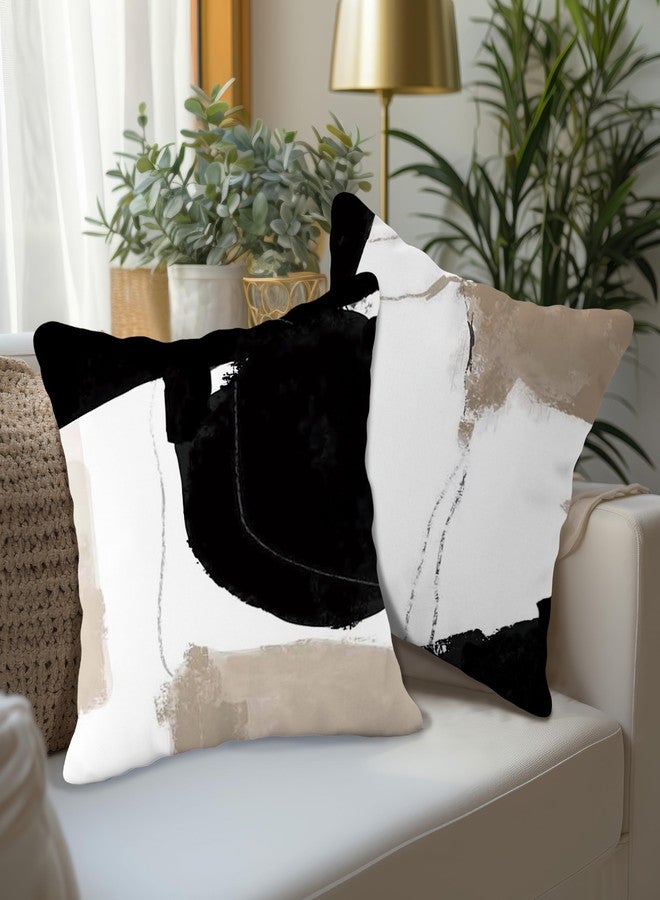 أغطية وسائد YeiHe بتصميم تجريدي بوهيمي بألوان محايدة من الأسود والأبيض والبني، مقاس 18x18 بوصة، أغطية وسائد عصرية مزخرفة لغرفة النوم وغرفة المعيشة، ديكور منزلي عصري، ديكور منزلي بألوان محايدة، طقم من قطعتين - Image 2