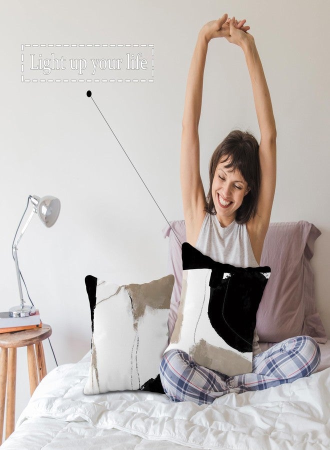 أغطية وسائد YeiHe بتصميم تجريدي بوهيمي بألوان محايدة من الأسود والأبيض والبني، مقاس 18x18 بوصة، أغطية وسائد عصرية مزخرفة لغرفة النوم وغرفة المعيشة، ديكور منزلي عصري، ديكور منزلي بألوان محايدة، طقم من قطعتين - Image 4
