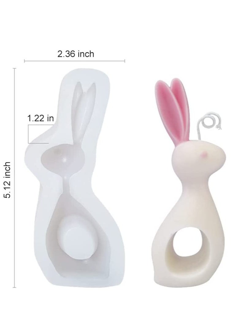 Excefore - 2Pcs Silicone Mold 3D Couple Rabbit Candle Molds for Making, Bunny Mold, DIY Plaster Soap Craft Making Tool - Image 1