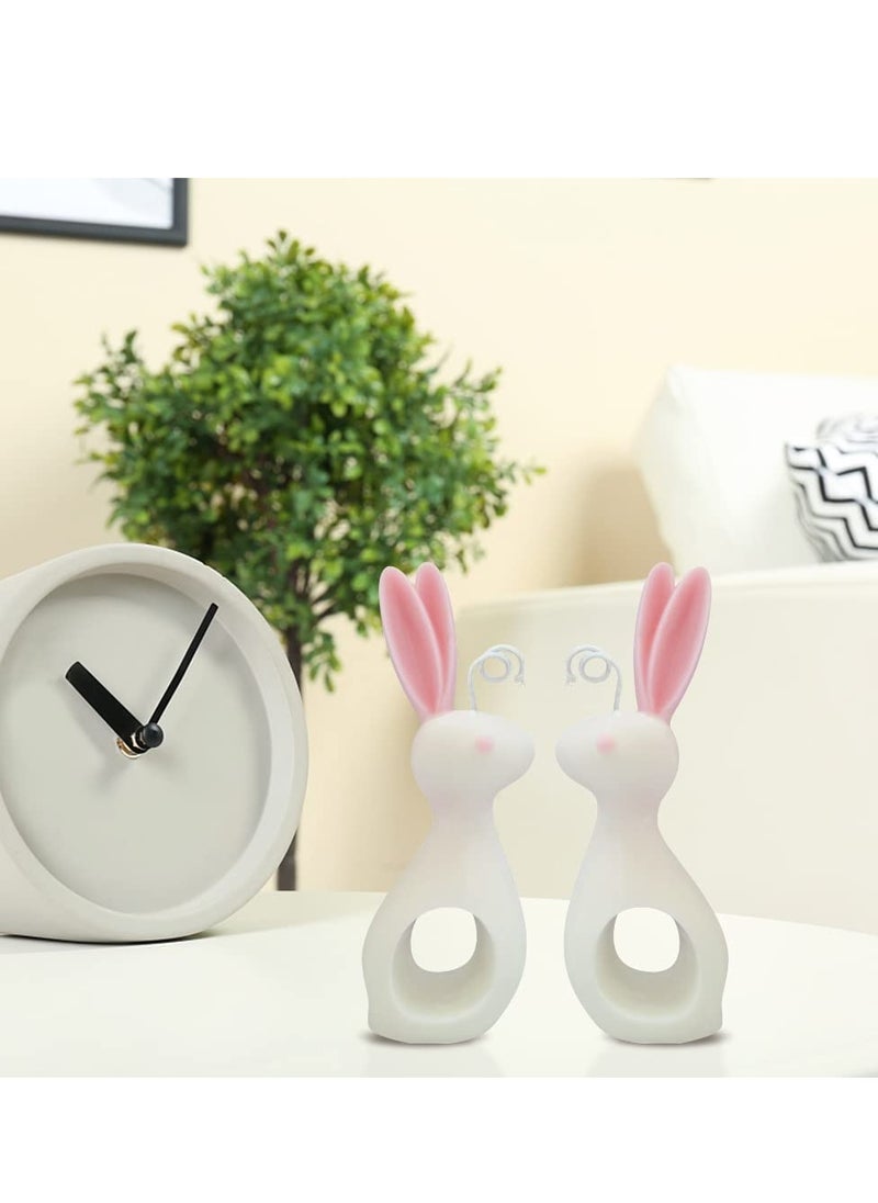 Excefore - 2Pcs Silicone Mold 3D Couple Rabbit Candle Molds for Making, Bunny Mold, DIY Plaster Soap Craft Making Tool - Image 1