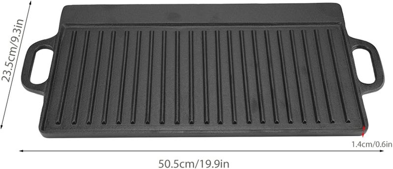 CAST IRON GRIDDLE PAN RIDGED AND FLAT DOUBLE SIDED BAKING COOKING TRAY BAKEWARE - Image 5