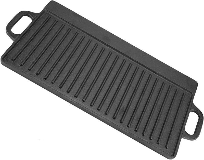CAST IRON GRIDDLE PAN RIDGED AND FLAT DOUBLE SIDED BAKING COOKING TRAY BAKEWARE - Image 1