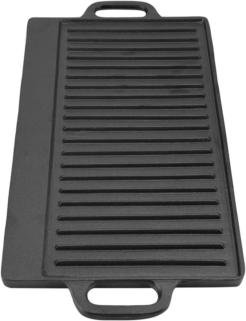 CAST IRON GRIDDLE PAN RIDGED AND FLAT DOUBLE SIDED BAKING COOKING TRAY BAKEWARE - Image 3