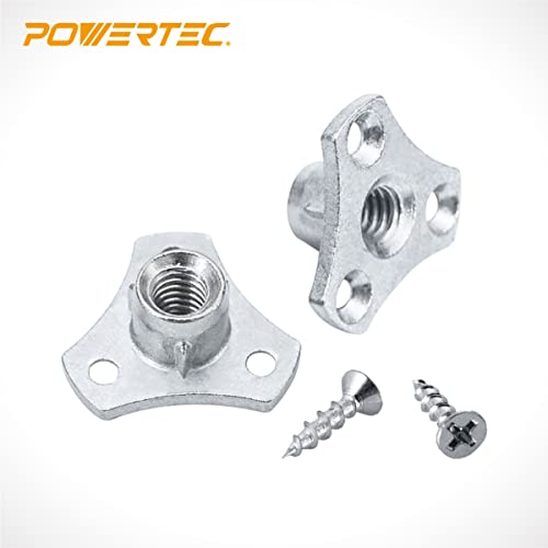POWERTEC 5/16-18 T Nuts, 8 Pcs | Screw-On Tee Nuts for Bolts and Stem Caster Wheels – Threaded Inserts for Wood Working, Rock Climbing Holds and Furniture | 1/2" Length (QTN1108) - Image 2