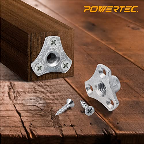 POWERTEC 5/16-18 T Nuts, 8 Pcs | Screw-On Tee Nuts for Bolts and Stem Caster Wheels – Threaded Inserts for Wood Working, Rock Climbing Holds and Furniture | 1/2" Length (QTN1108) - Image 5