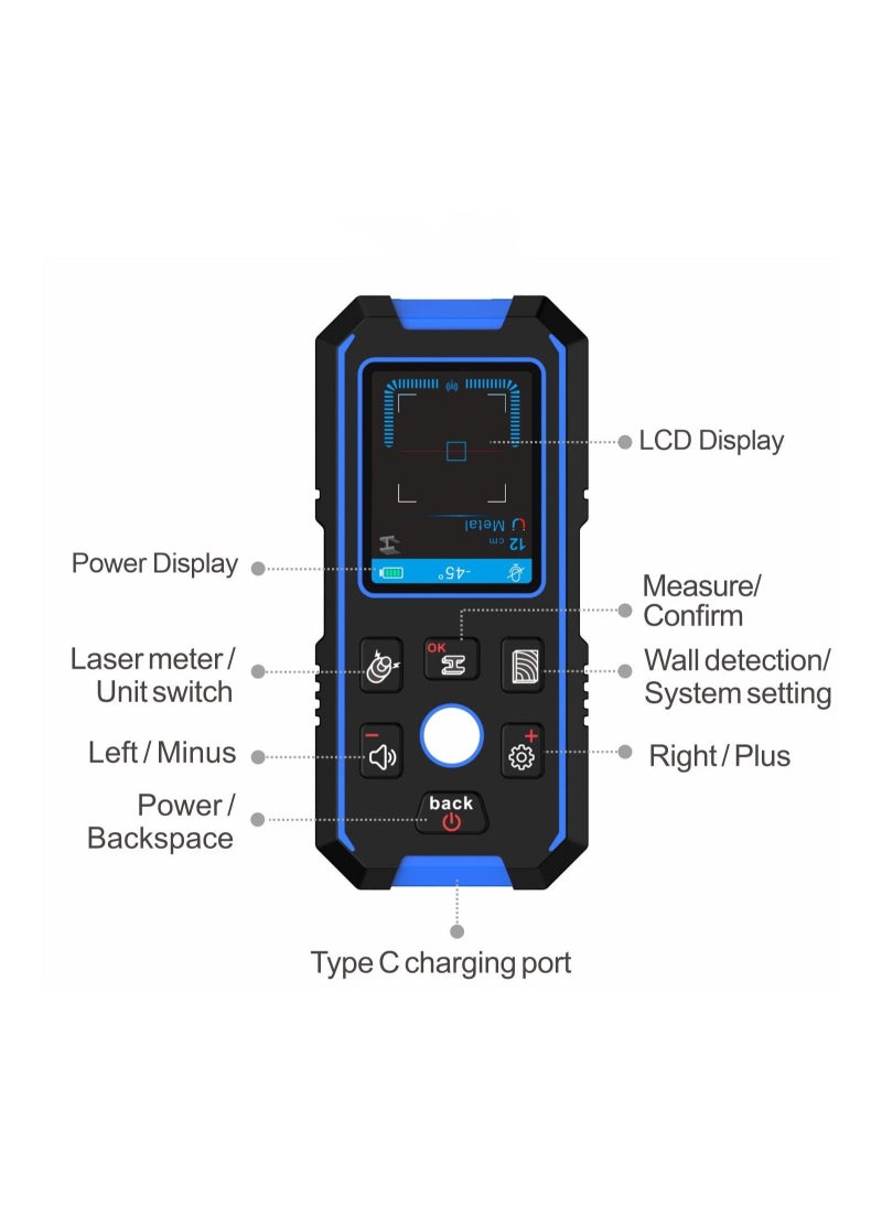 Generic Stud Finder for Walls Rechargeable Stud Scanner Wall Metal Detector for Wood Magnetic Metal AC Wire Support Voice Broadcast HD LCD Screen  - Image 4