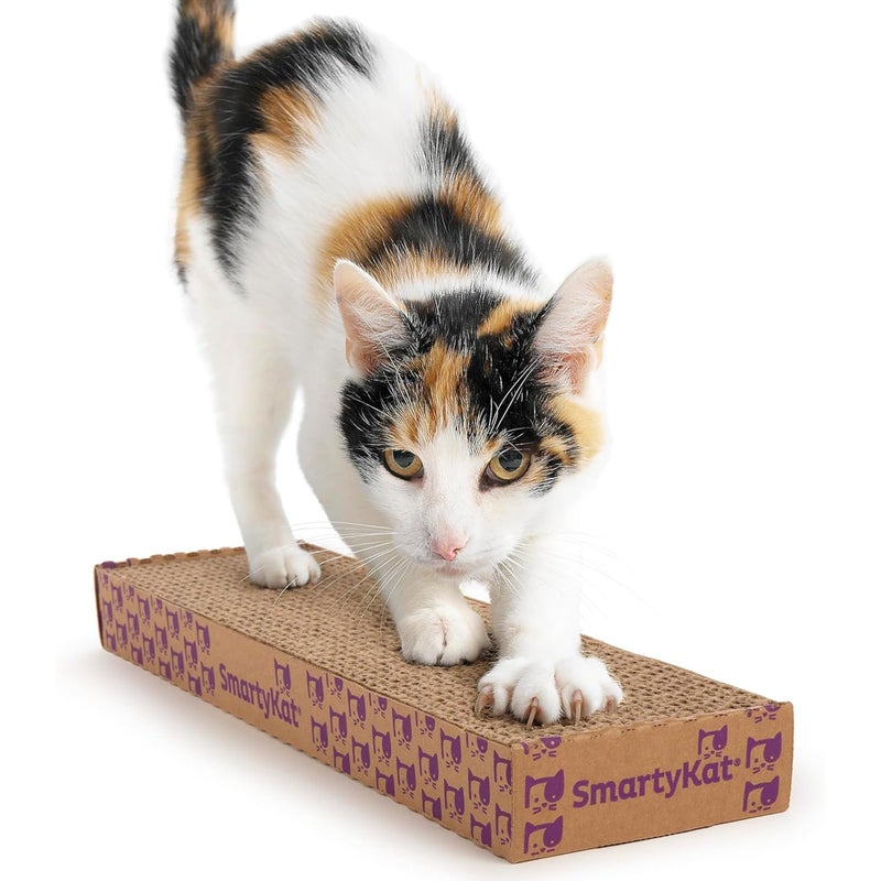 SmartyKat Super Scratcher Corrugated Cat Scratcher and Scratch Pad for Cats, Catnip Infused with Catnip, Scratchers for Indoor Cats and Kittens, Cardboard Scratching Post - Image 1