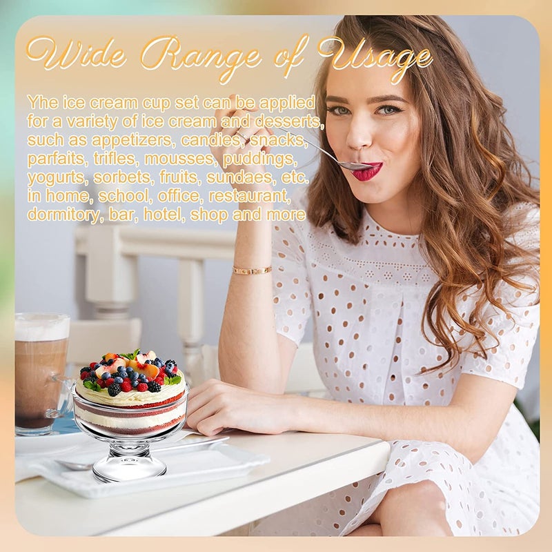 KELVEE Glass Dessert Bowls Set of 6, Crystal Glass Bowls for Ice Cream, Fruit, Pudding, Snack, Cereal, Nuts - Premium Glass Serving Dishes, Mini Trifle Bowl (150ml) - Image 4