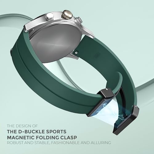 PunnkFunnk Punnk Funnk 22MM Silicone Strap with Folding Magnetic Lock Compatible with Samsung Galaxy Watch 3 45mm/ Galaxy Watch 46mm/Gear S3 Classic/Frontier Compatible All 22MM Watches(Green) - Image 4