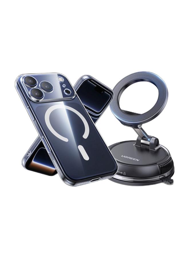 Ugreen Magnetic Phone Case & Car Mount Combo for iPhone 17 Pro Max - Military-Grade Shockproof Case with 2400gf Ultra-Strong Magnetic Car Holder, Nano-Gel Suction Technology & 360° Adjustable Viewing for Safe Hands-Free Driving - Image 1