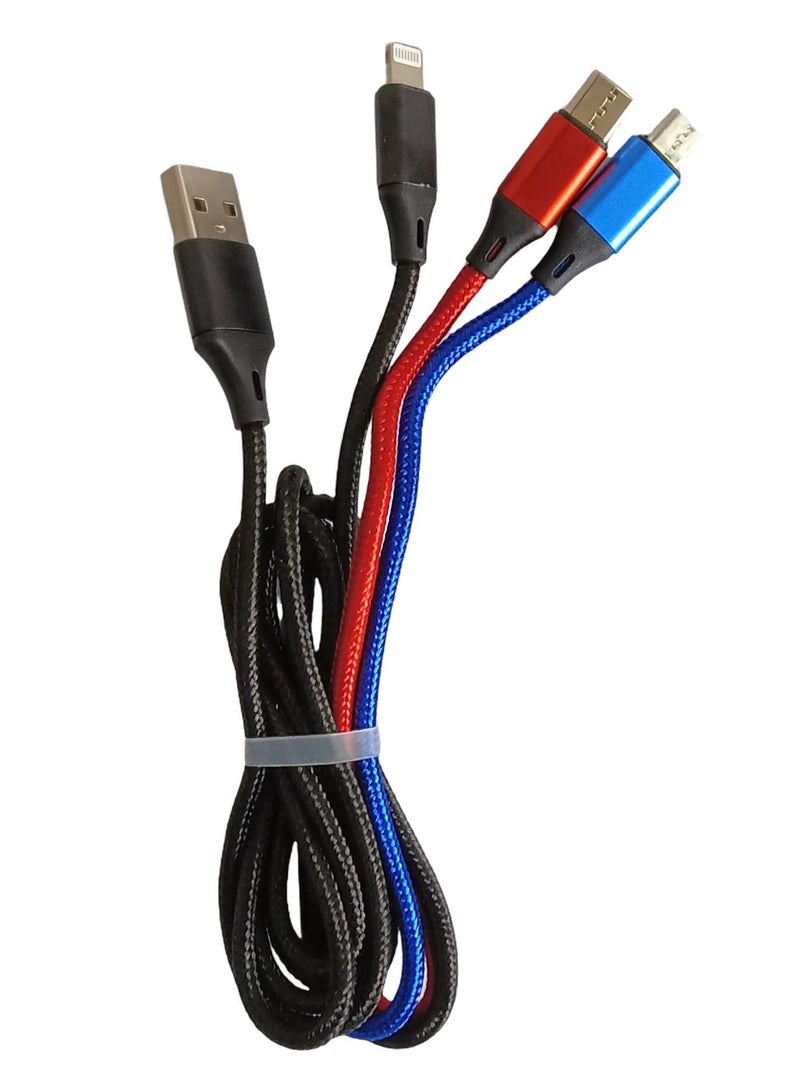 X-Plus 3 in 1 Fast Charging 60W Cable For Micro + Lightning + Type-C - Image 1