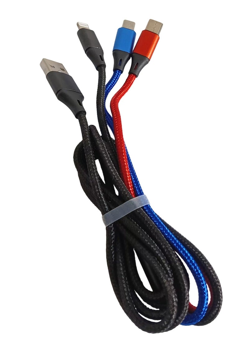 X-Plus 3 in 1 Fast Charging 60W Cable For Micro + Lightning + Type-C - Image 3
