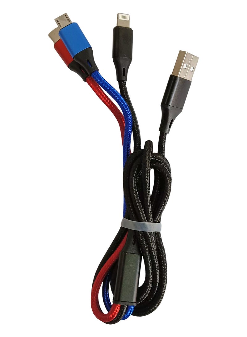 X-Plus 3 in 1 Fast Charging 60W Cable For Micro + Lightning + Type-C - Image 2