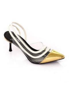 Transparent BI-Tone Heeled Slingback Pumps Multicolor