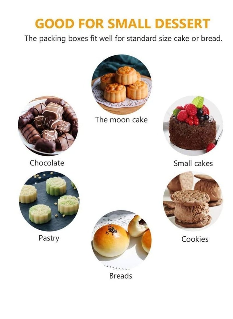 Y&D - Cupcake Boxes, Mini Mooncake Box, 50Pack Individual Cake Boxes Container, Plastic Transparent Box Cookies Muffins for Baby Shower Wedding Birthday Party Supplies (Gold Base) - Image 1