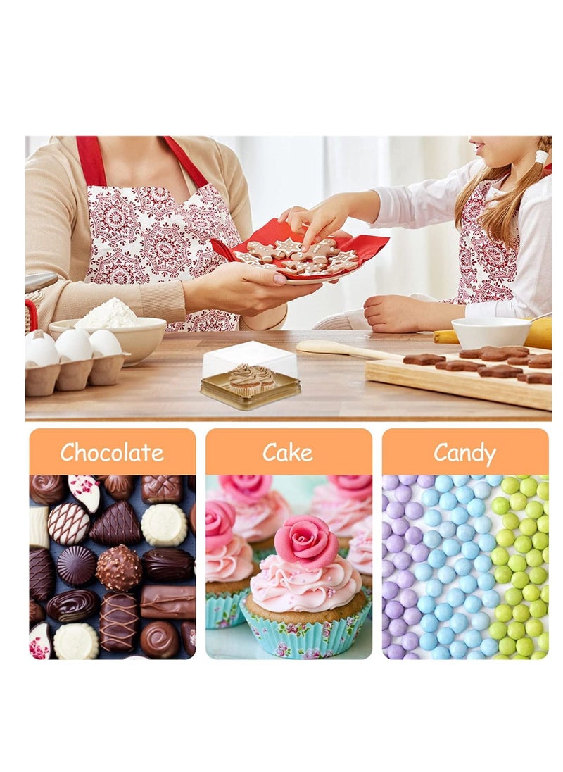 Y&D - Cupcake Boxes, Mini Mooncake Box, 50Pack Individual Cake Boxes Container, Plastic Transparent Box Cookies Muffins for Baby Shower Wedding Birthday Party Supplies (Gold Base) - Image 1