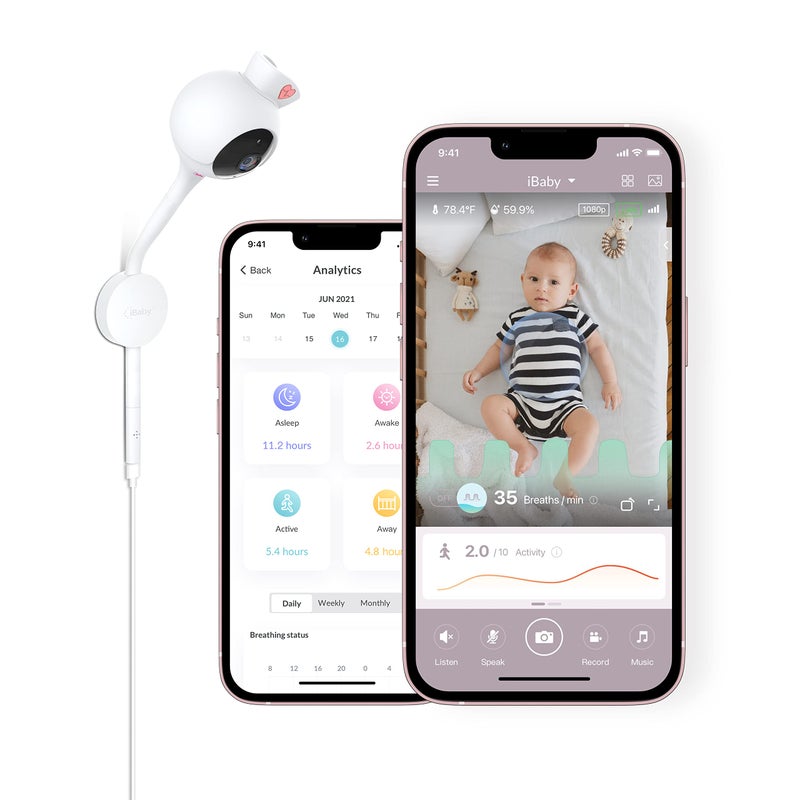 iBaby Smart Baby Breathing Monitor - with Camera and Audio, Tracking Baby's Breathing, Sleeping, Movement. i2 Wi-Fi Video Baby Monitor, Contactless, Work with Smartphone. - Image 1