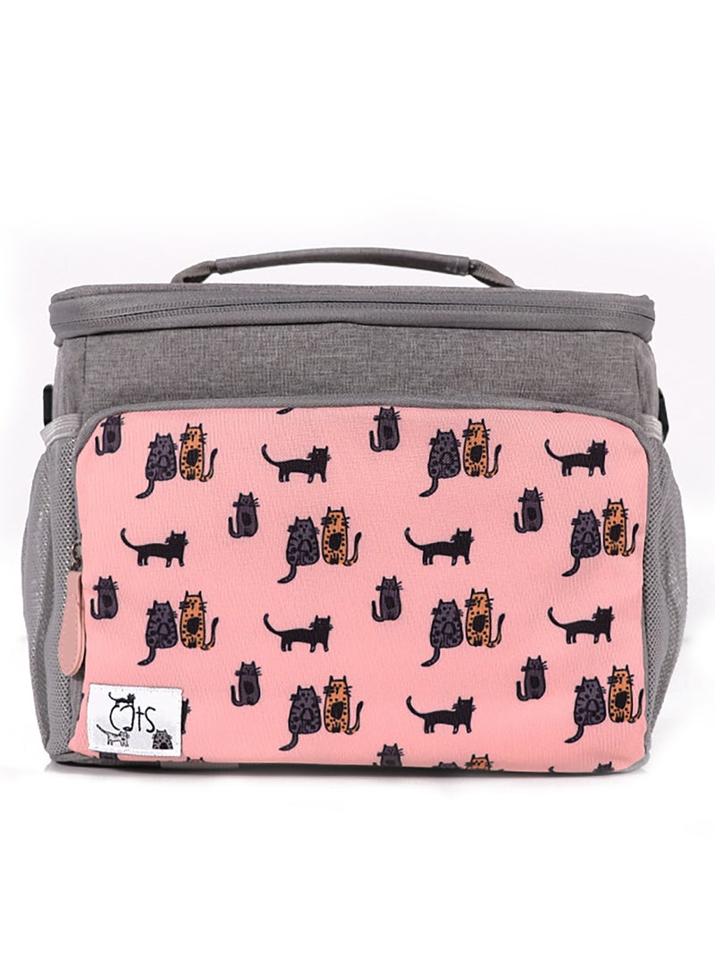بيج ديزاين حقيبة معزولة بتصميم قطط من Biggdesign حرارية، صندوق غداء مبرد، حقائب غداء معزولة مقاومة للماء والتسرب للرجال والنساء، حقائب تبريد للنزهات، صناديق غداء للكبار، سعة 10 لتر، لون وردي. - Image 1