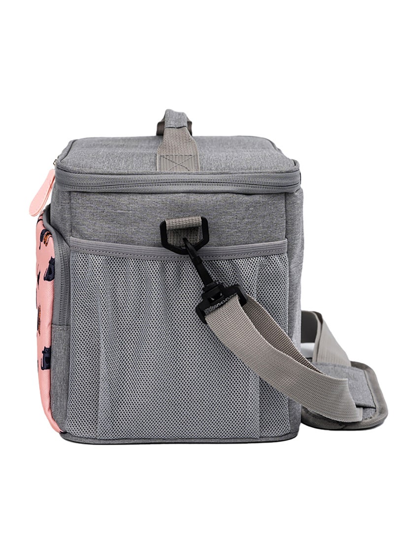 بيج ديزاين حقيبة معزولة بتصميم قطط من Biggdesign حرارية، صندوق غداء مبرد، حقائب غداء معزولة مقاومة للماء والتسرب للرجال والنساء، حقائب تبريد للنزهات، صناديق غداء للكبار، سعة 10 لتر، لون وردي. - Image 3