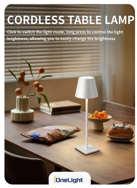 LED Rechargeable High-Foot Table Lamp Atmosphere Lamp Night Light, Infinite 3-Tone Lighting, Type-C Interface