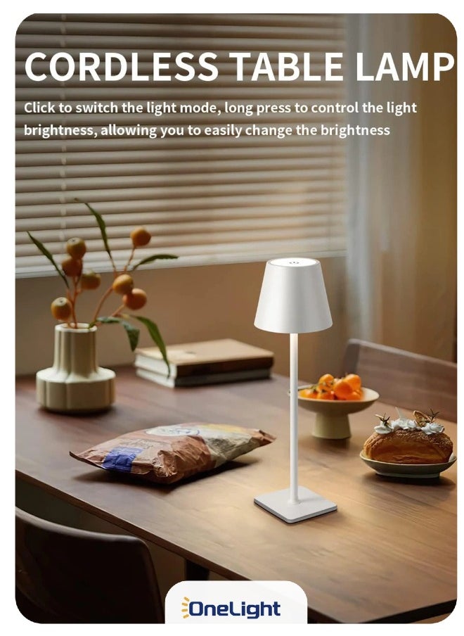 LED Rechargeable High-Foot Table Lamp Atmosphere Lamp Night Light, Infinite 3-Tone Lighting, Type-C Interface