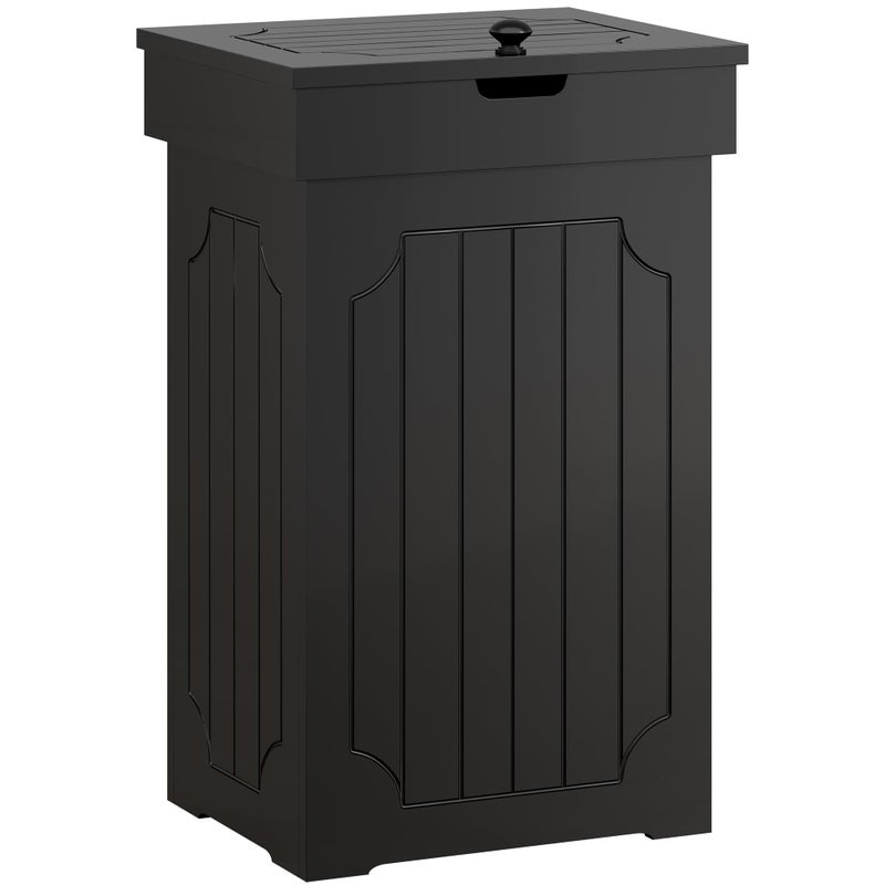 Function Home Trash Can Cabinet, 13 Gallon Kitchen Garbage Can, Wooden Recycling Trash Bin, Freestanding Dog Proof Trash Can, Farmhouse Trash Cabinet with Lid for Home Kitchen Bedroom, Black - Image 1