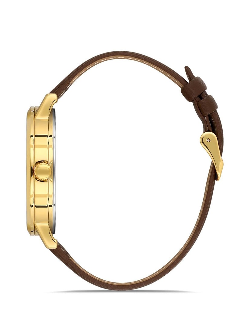 Omax Men's Brown Luxury Wrist Watch, Watches for Men, Stainless Watches, Leather Band, White Dial, Waterproof Watch, 1 Year Warranty - Image 2