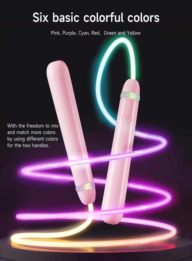 ACHDOFITS Light Up Jump Rope for Kids and Adult, Adjustable LED Skipping Rope for Boys and Girls, Colorful Jumping Rope for Fitness and Workout Pink - Image 2