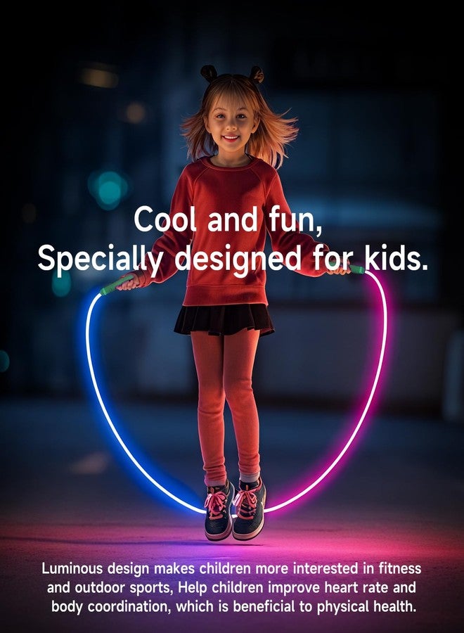 ACHDOFITS Light Up Jump Rope for Kids and Adult, Adjustable LED Skipping Rope for Boys and Girls, Colorful Jumping Rope for Fitness and Workout Pink - Image 3