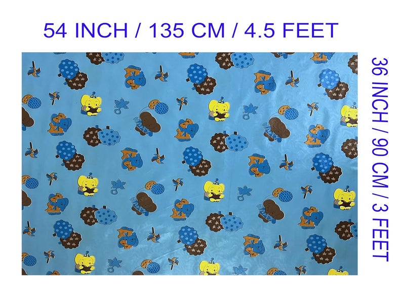EcoSoft Plastic Sheet|PVC Sheet for Kids|Bed Wetting Protector|90 x 135 cm|3 x 4.5 Feet (Blue Elephant) - Image 2