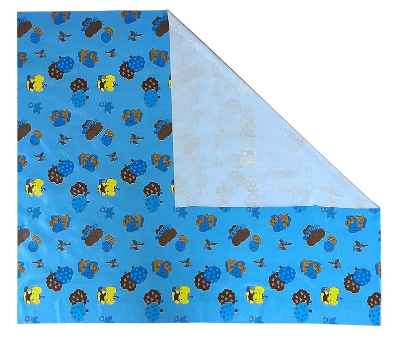 EcoSoft Plastic Sheet|PVC Sheet for Kids|Bed Wetting Protector|90 x 135 cm|3 x 4.5 Feet (Blue Elephant) - Image 3
