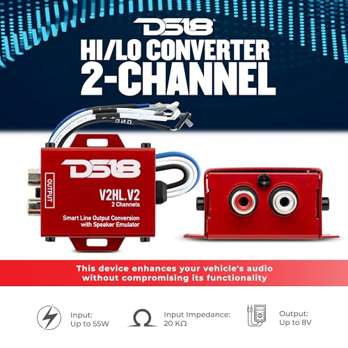 DS18 V2HL.V2 Hi/Lo Converter 2-Channel with Speaker Emulator - High-Level Speaker Signal to Low-Level - Smart line Output 2CH High-Level Input and 2CH RCA Output - Image 2