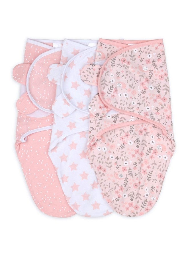 The Peanut Shell The Peanutshell Baby Swaddle Blankets Set of 3 - Baby Girl Sleep Sack for Newborn, Newborns Sack 0-3, 3-6 Month Swaddles, Soft & Breathable Cotton - Pink Floral (M/L) - Image 1