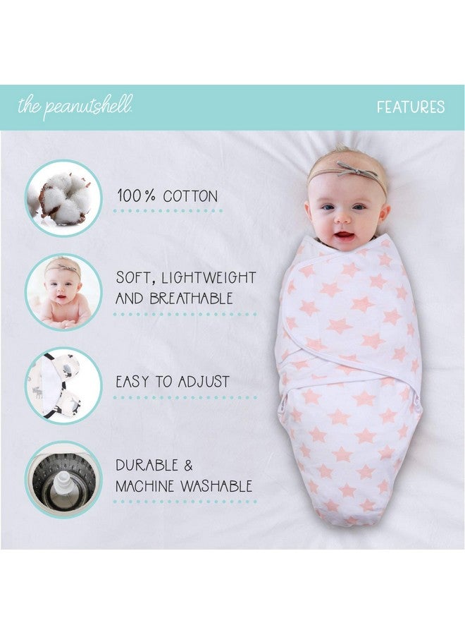The Peanut Shell The Peanutshell Baby Swaddle Blankets Set of 3 - Baby Girl Sleep Sack for Newborn, Newborns Sack 0-3, 3-6 Month Swaddles, Soft & Breathable Cotton - Pink Floral (M/L) - Image 2