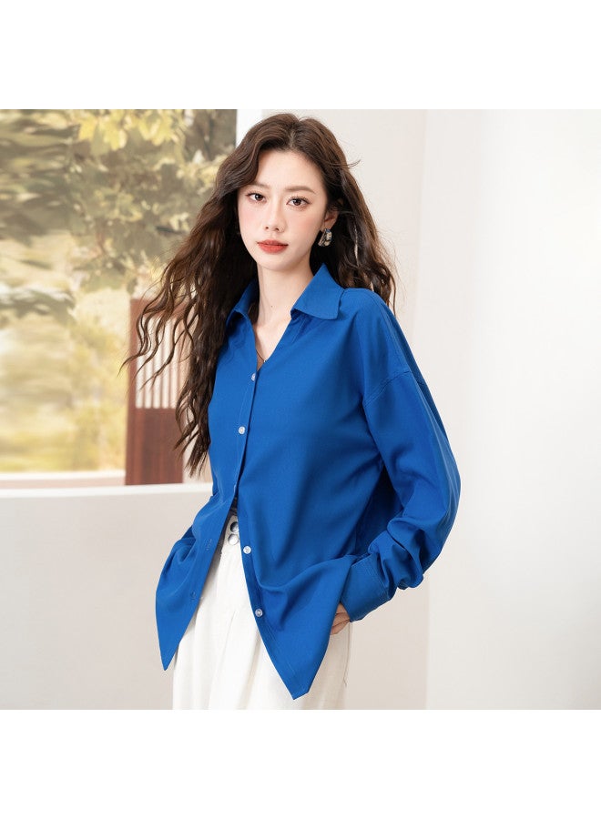 Baleno Smooth Drape Shirt For Women - Spring Office Blouse, Versatile Elegant Solid Color Top For Workwear - Image 3