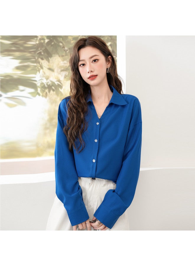 Baleno Smooth Drape Shirt For Women - Spring Office Blouse, Versatile Elegant Solid Color Top For Workwear - Image 4